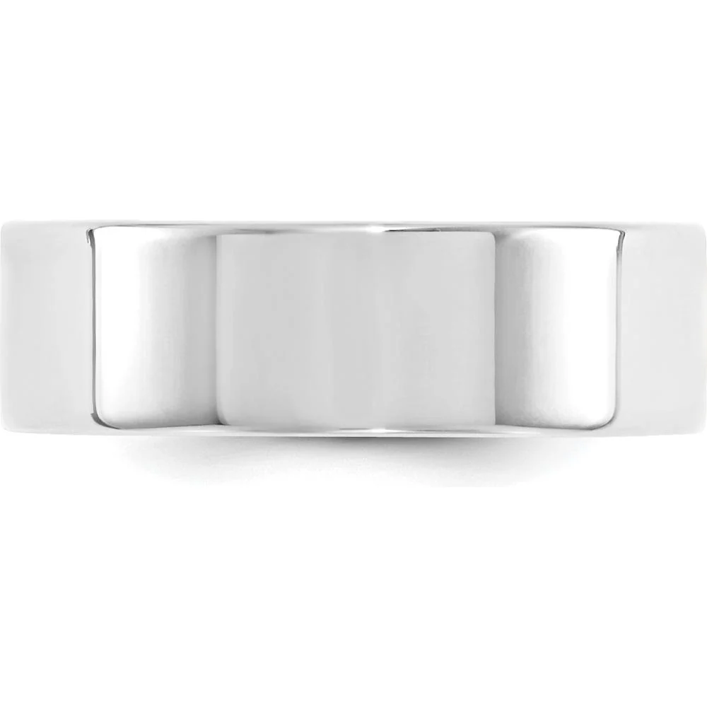 14K White Gold 7mm Standard Weight Flat Comfort Fit Wedding Band - Size 13 by Luciano & Cie - Image 3