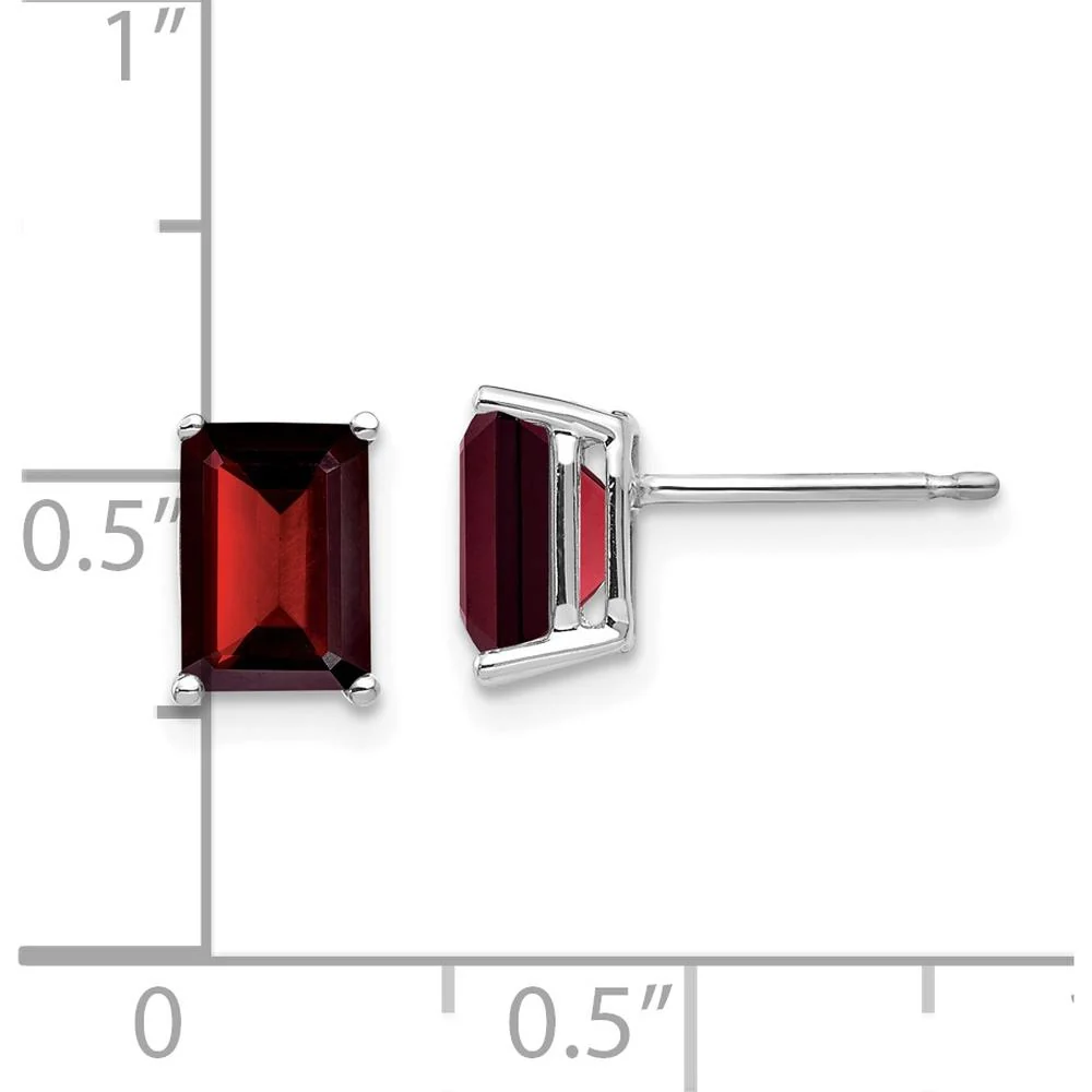 14K White Gold 7x5mm Emerald Cut Garnet Earrings - 1.25 Carat Total Garnet Weight by Monteluci Fine Jewelry - Image 4