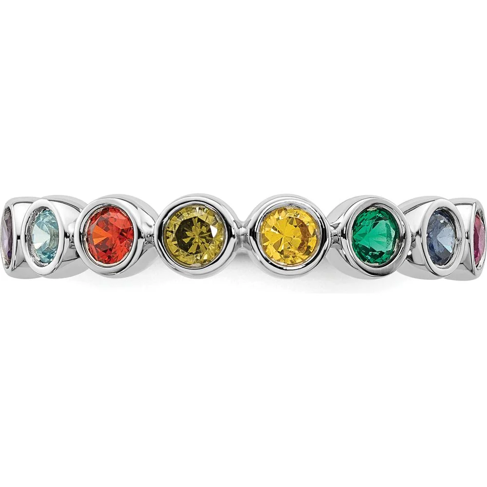 14K White Gold 8 Birthstone Mother's Ring - Personalized Family Gemstone Band - Size 7 by Oro Pregiato - Image 5