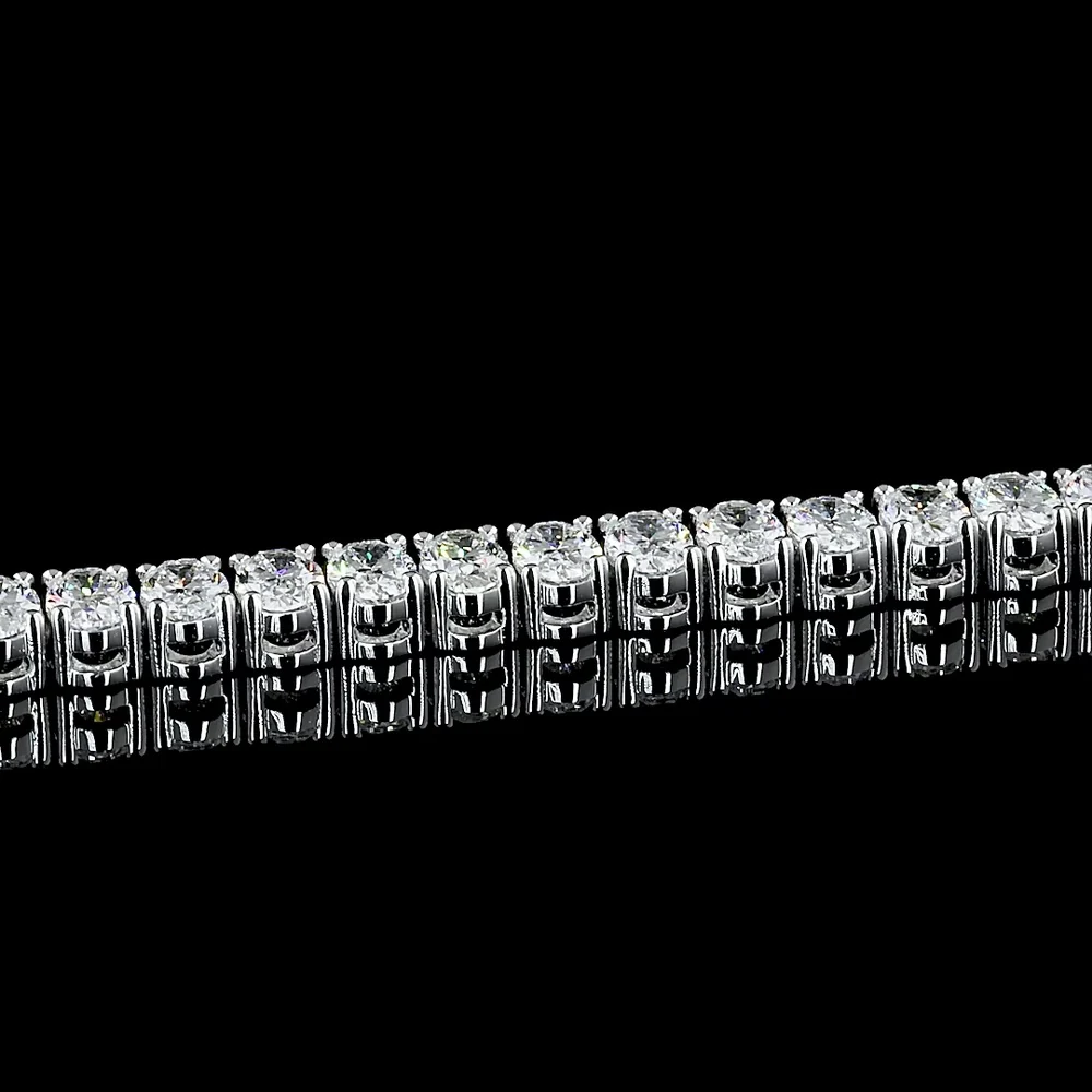 14K White Gold 8 Carat Oval Cut Lab Diamond Tennis Bracelet with Prong Set E-F VS1 Stones - 57 Diamonds Total - Covaloro Fine Jewelry - Image 4