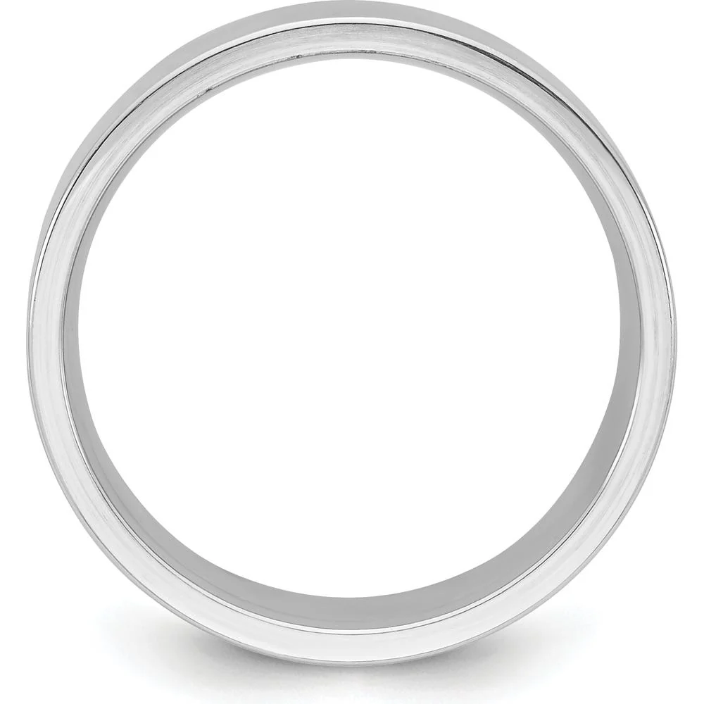 14K White Gold 8mm Flat Comfort Fit Wedding Band - Size 7 by Luciano & Cie - Image 2