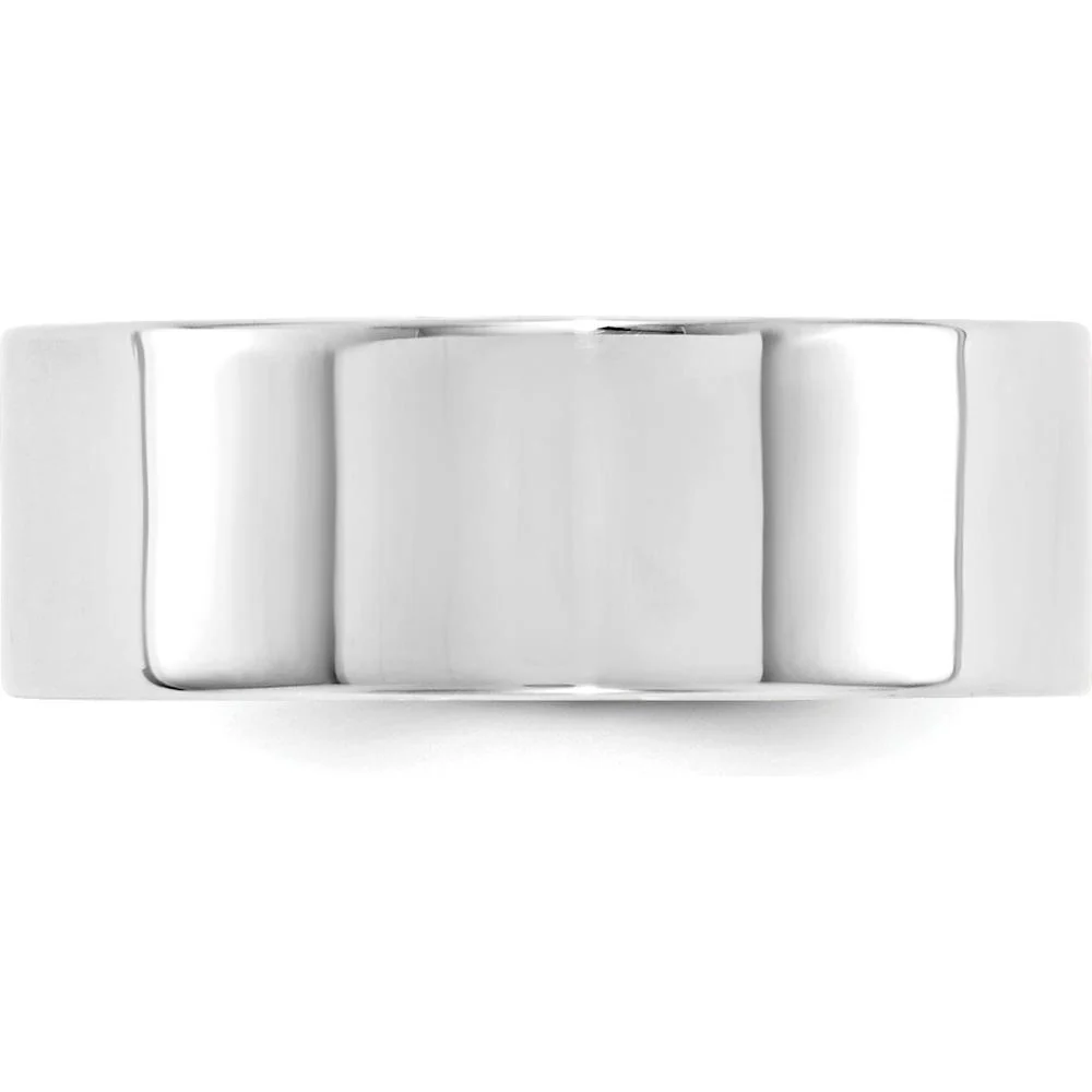 14K White Gold 8mm Flat Comfort Fit Wedding Band - Size 7 by Luciano & Cie - Image 3