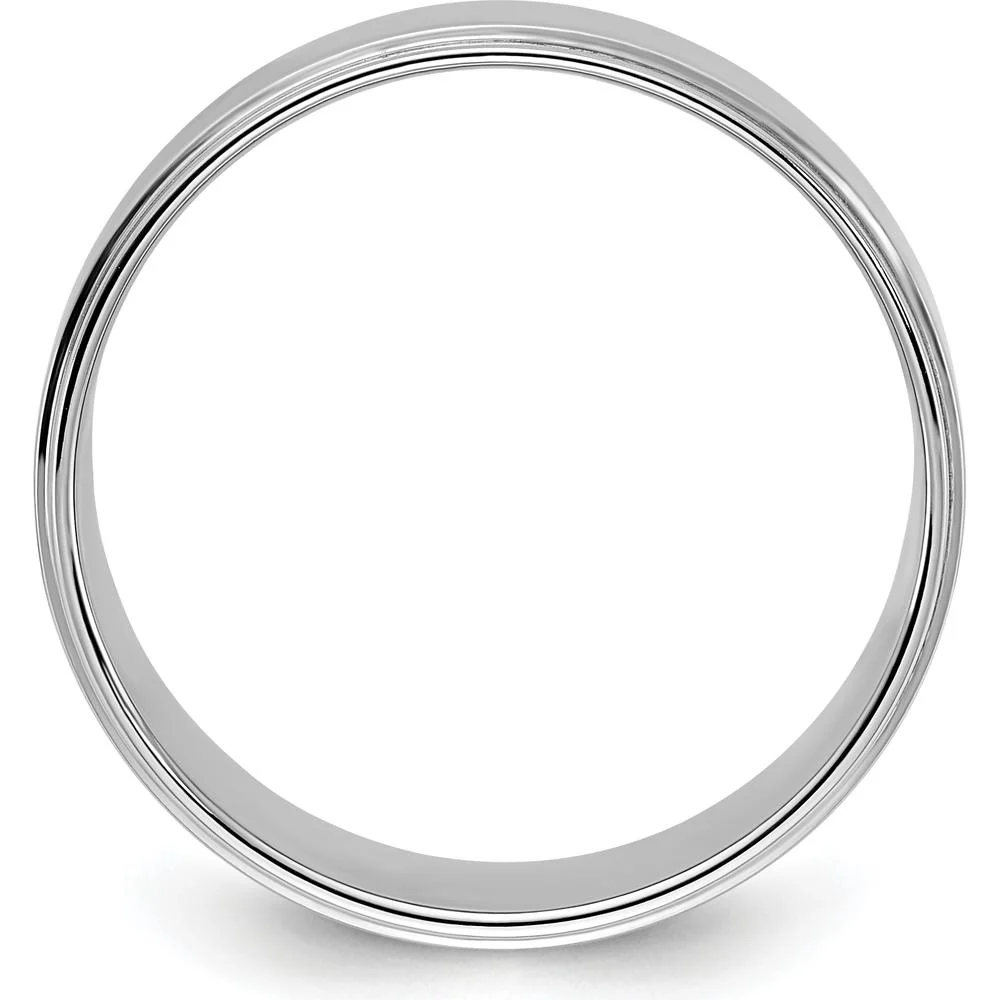14K White Gold 8mm Flat Wedding Band with Step Down Edge - Size 10.5 by Luciano & Cie - Image 2
