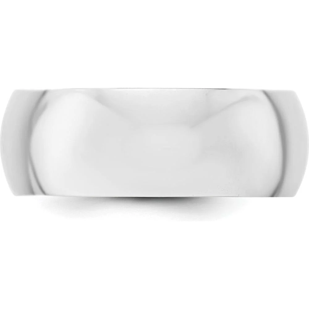 14K White Gold 8mm Half-Round Wedding Band - Size 7.5 with Rhodium Plating and Engraving Option by Luciano & Cie - Image 2