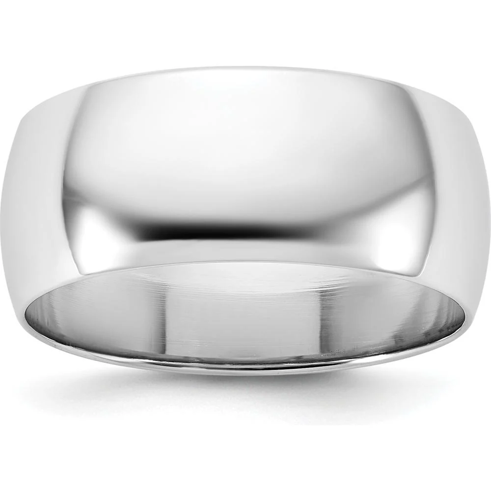 14K White Gold 8mm Half-Round Wedding Band - Size 7 by Luciano & Cie