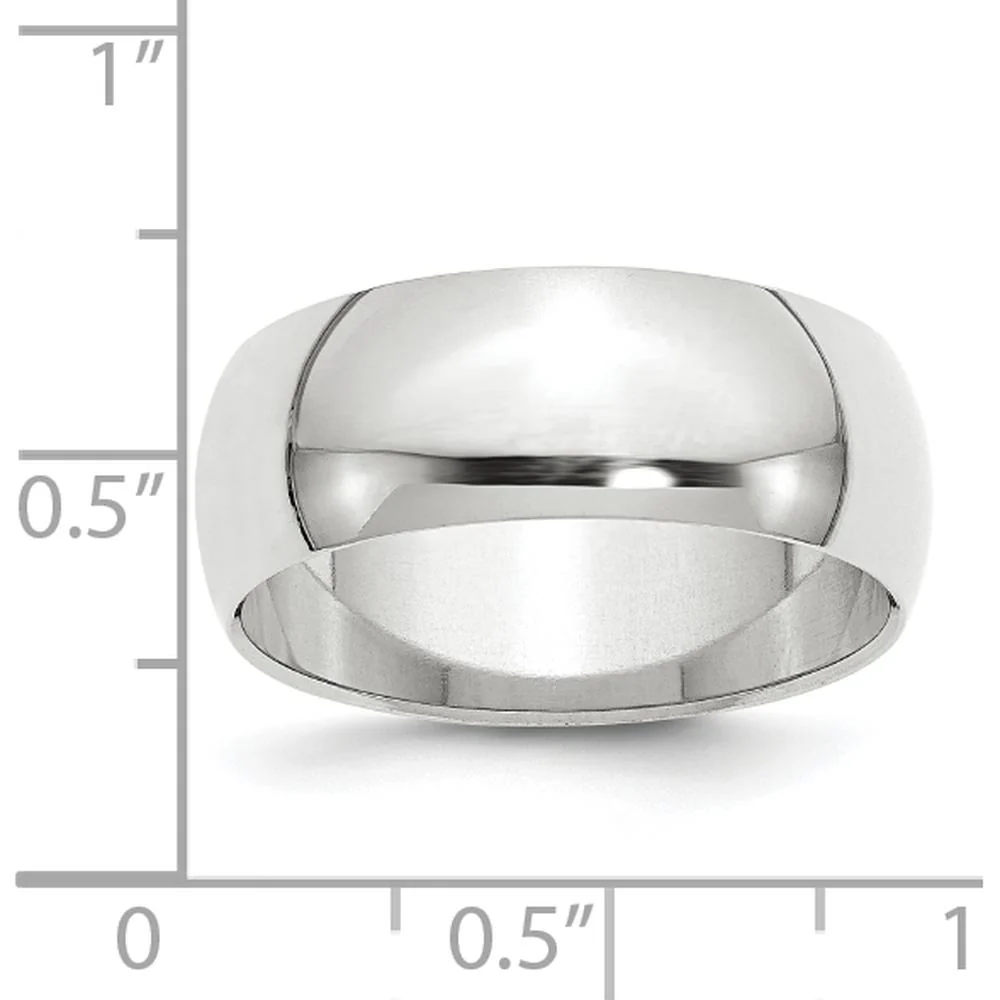 14K White Gold 8mm Half-Round Wedding Band - Solid Gold, Polished Finish, Size 11.5 by Luciano & Cie - Image 3