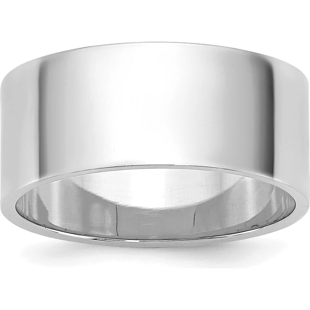 14K White Gold 8mm Lightweight Flat Wedding Band - Size 4.5 by Luciano & Cie