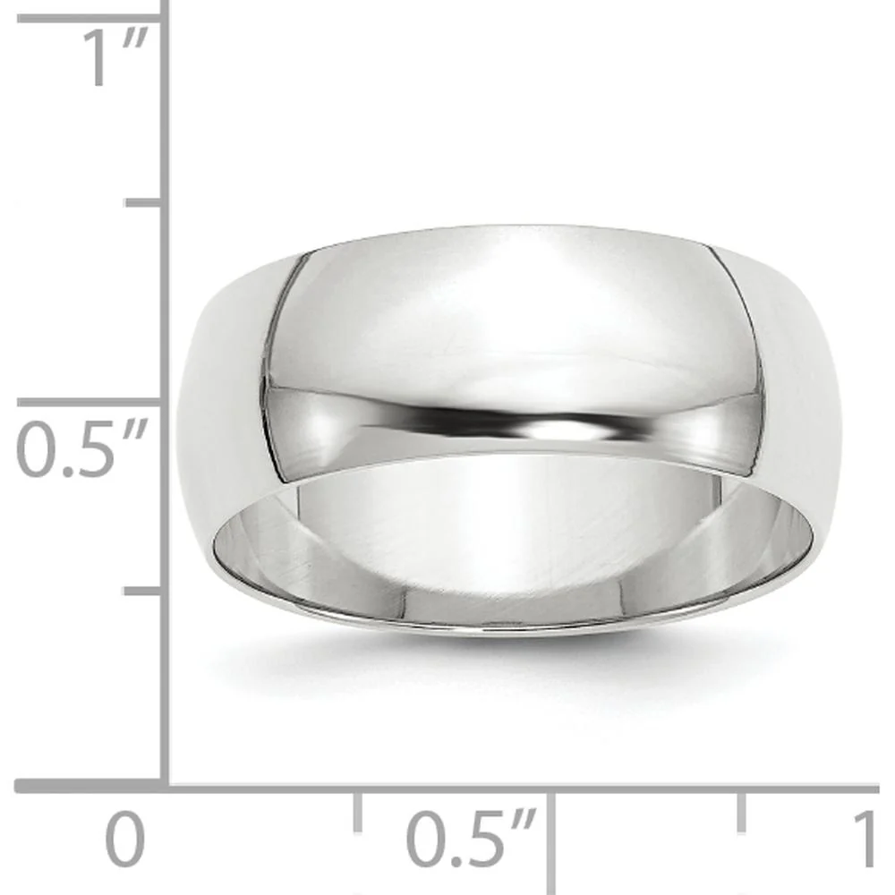 14K White Gold 8mm Lightweight Half Round Wedding Band - Size 11 by Luciano & Cie - Image 4