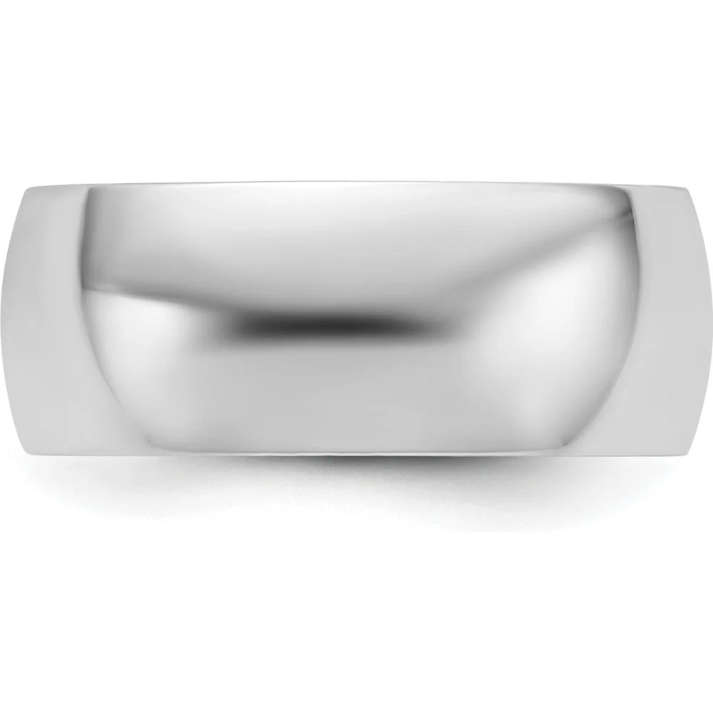 14K White Gold 8mm Lightweight Half Round Wedding Band - Size 13 by Luciano & Cie - Image 3