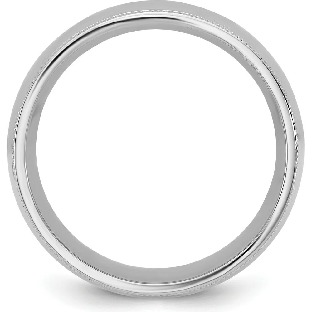 14K White Gold 8mm Milgrain Comfort Fit Wedding Band - Rhodium Plated, Size 12 by Luciano & Cie - Image 2