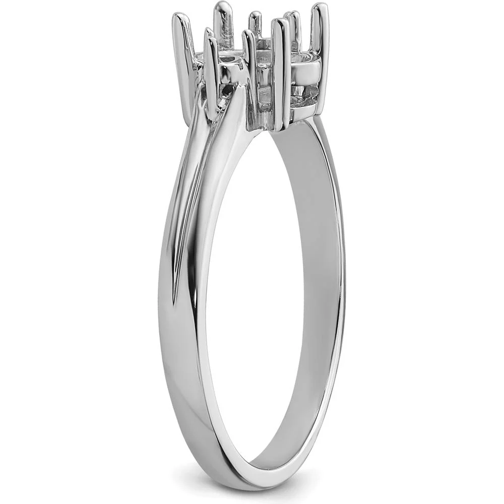 14K White Gold 8x6mm Oval Gemstone Ring Mounting with Polished Rhodium Finish - Size 6 by Monteluci Fine Jewelry - Image 4