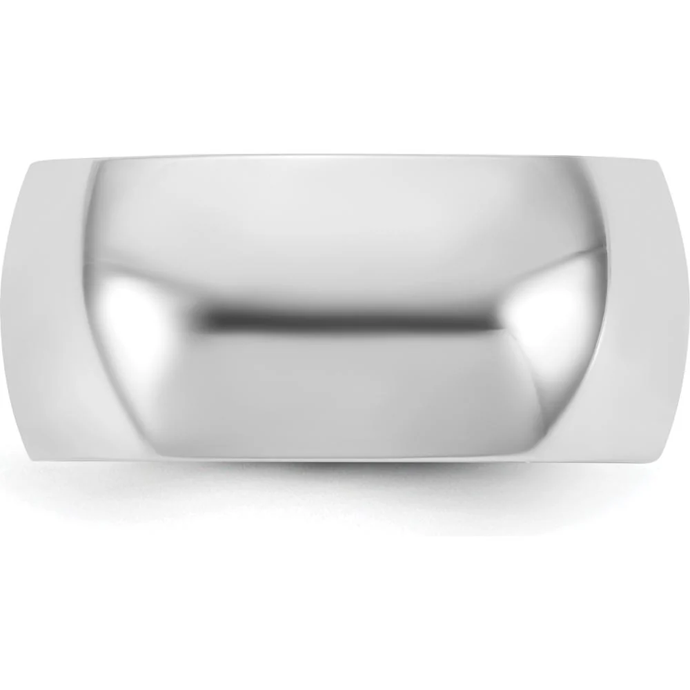 14K White Gold 9mm Half Round Domed Wedding Band - Polished Finish - Size 7 by Luciano & Cie - Image 3