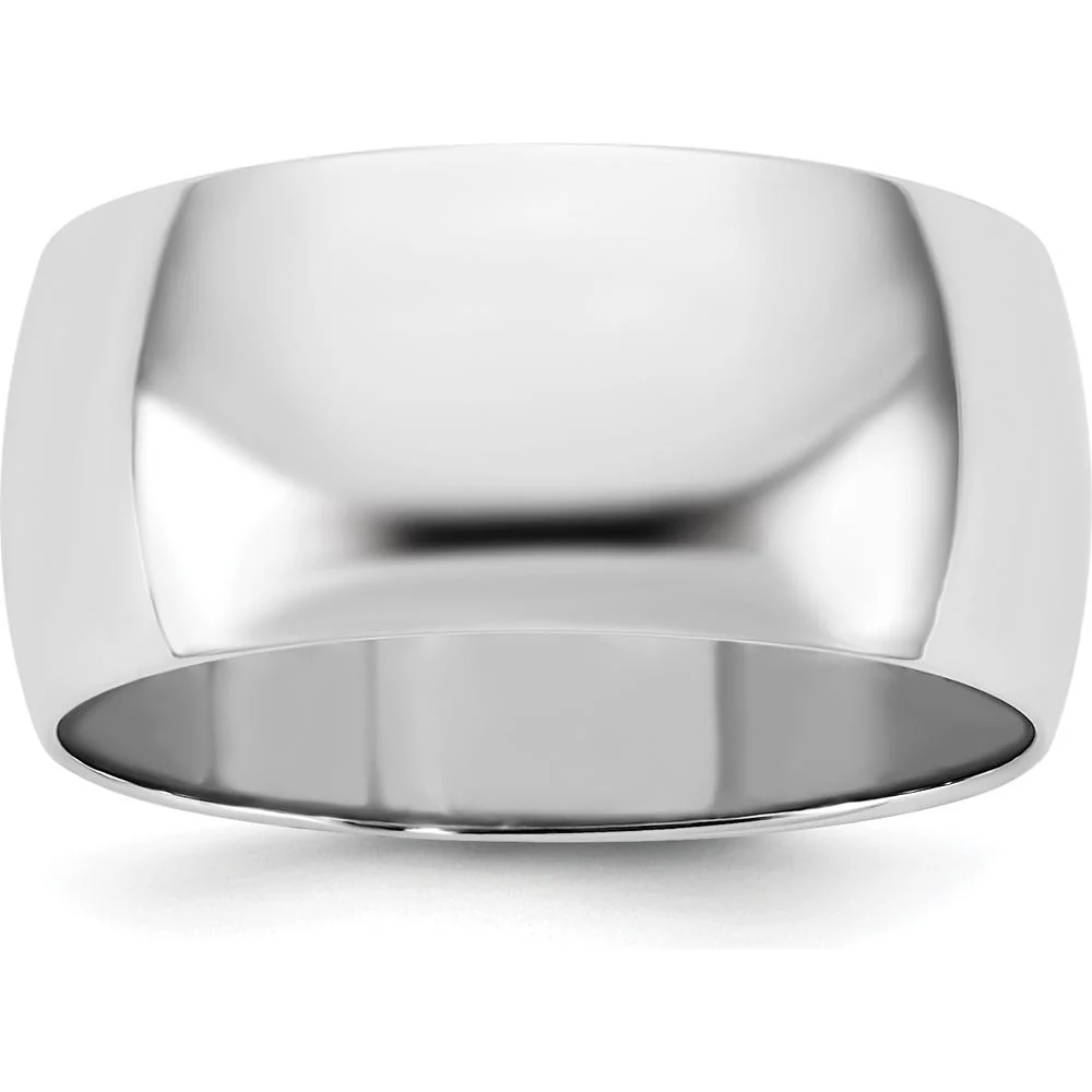 14K White Gold 9mm Polished Domed Wedding Band - Unisex - Size 6 by Luciano & Cie