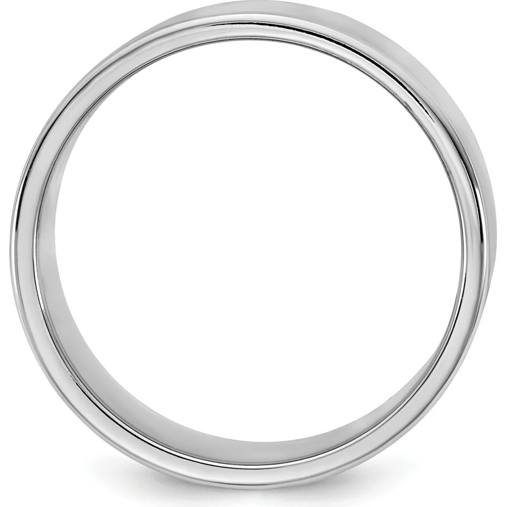 14K White Gold 9mm Polished Flat Band Ring - Unisex Wedding Band - Size 6 by Luciano & Cie - Image 2