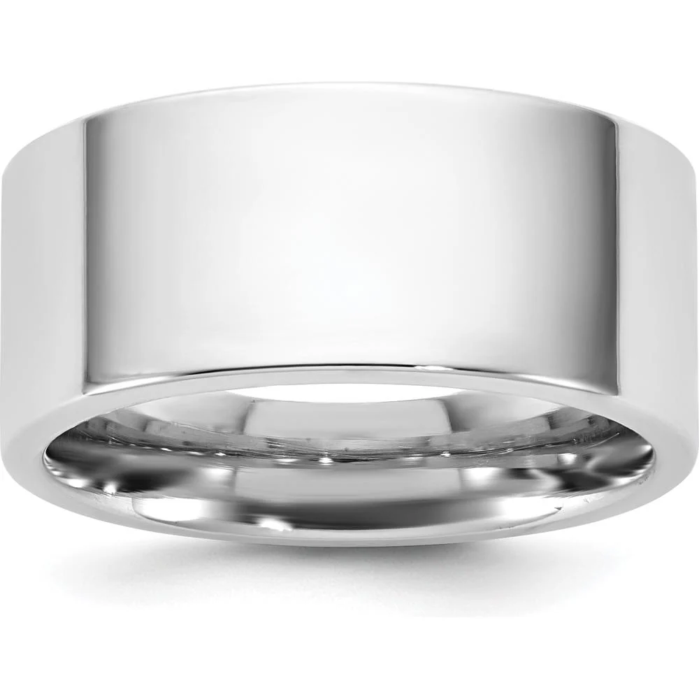 14K White Gold 9mm Standard Flat Comfort Fit Wedding Band - Unisex, Polished, Engravable - Size 5 by Luciano & Cie