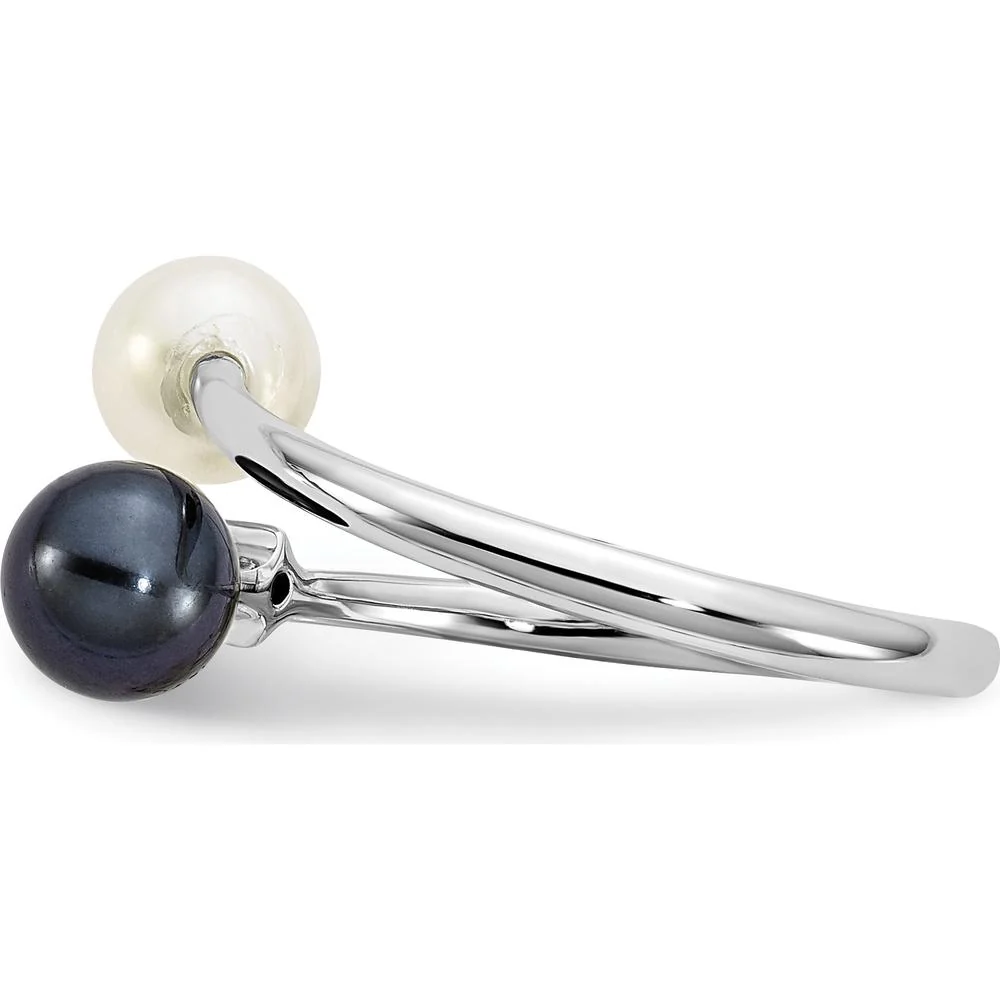 14K White Gold Adjustable Pearl and Diamond Ring with 5-6mm Akoya Cultured Pearls - 0.04 Carat Diamond - Size 7 by Monteluci Fine Jewelry - Image 3