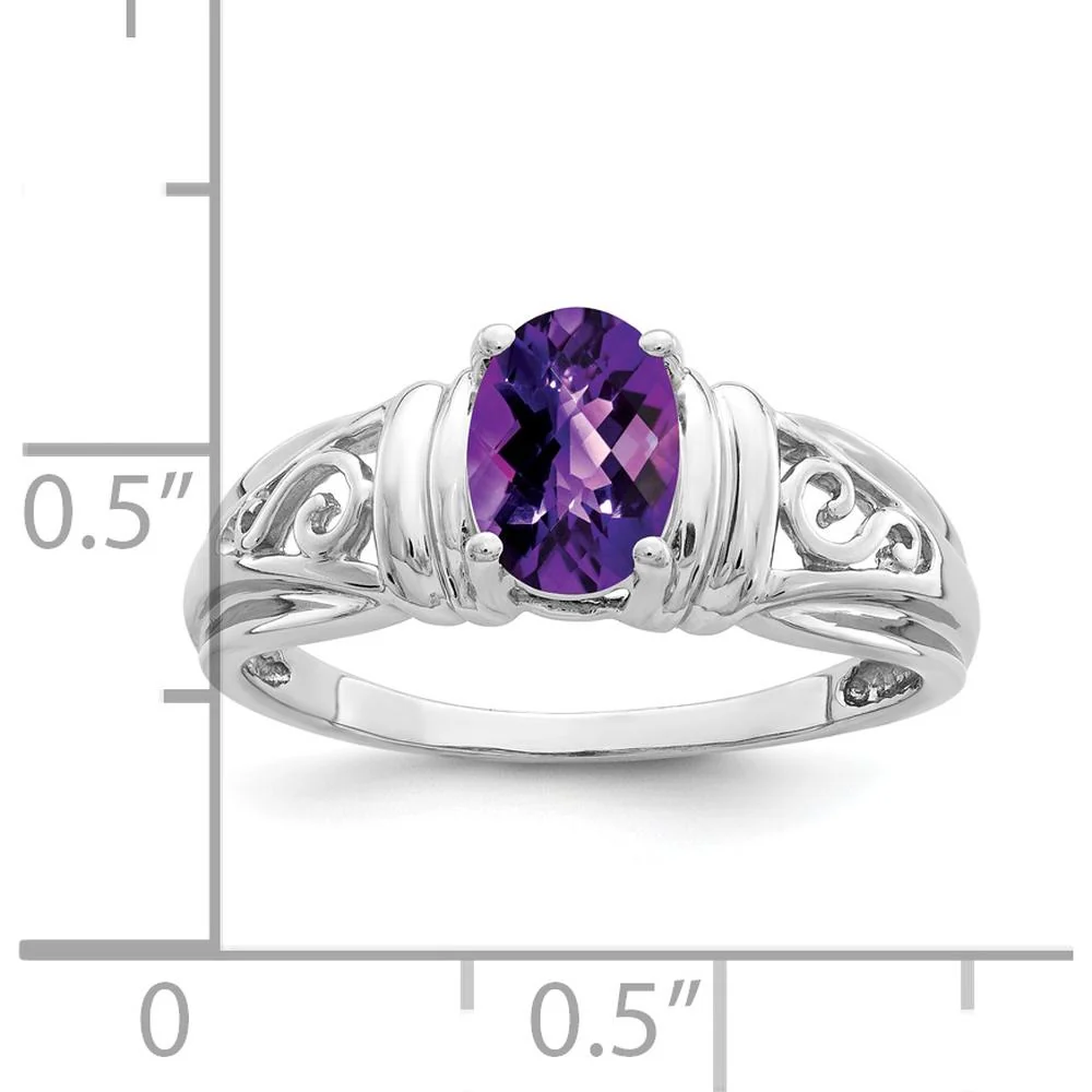 14K White Gold Amethyst Checkerboard Cut Ring - 0.75 Carat Amethyst - Size 6 by Monteluci Fine Jewelry - Image 2