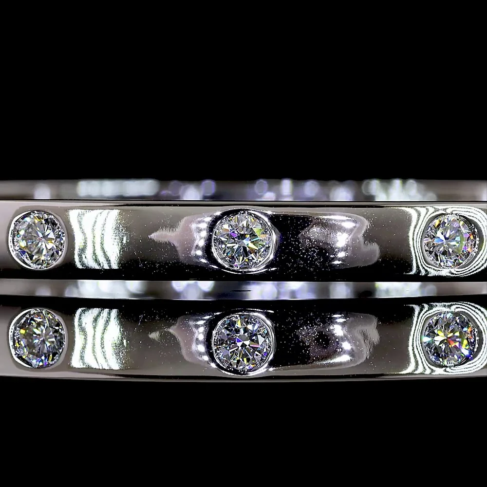 14K White Gold Bangle Bracelet with 7 Flush-Set Round Lab Diamonds - 0.68 Carat Total Weight - Covaloro Fine Jewelry - Image 2