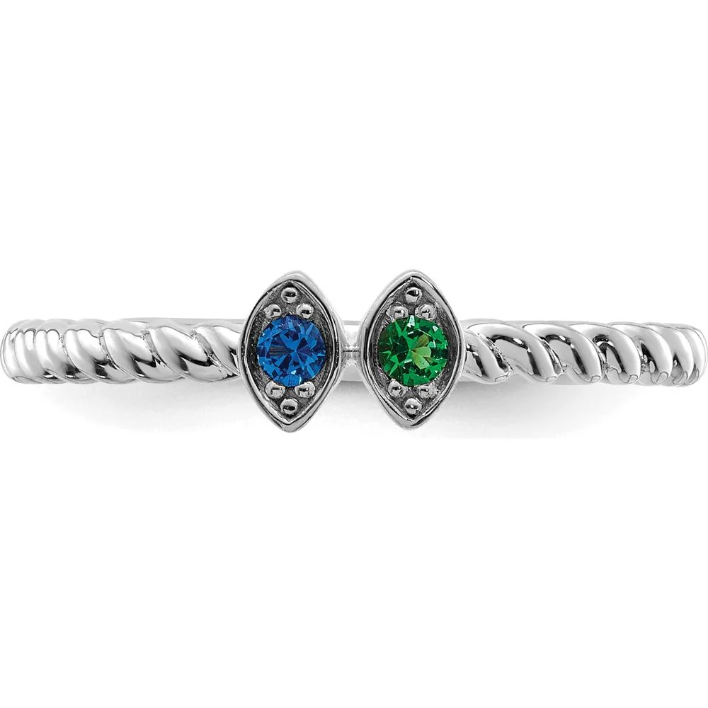 14K White Gold Birthstone Mother's Ring with Prong Set Gemstones - Size 7 by Oro Pregiato - Image 5