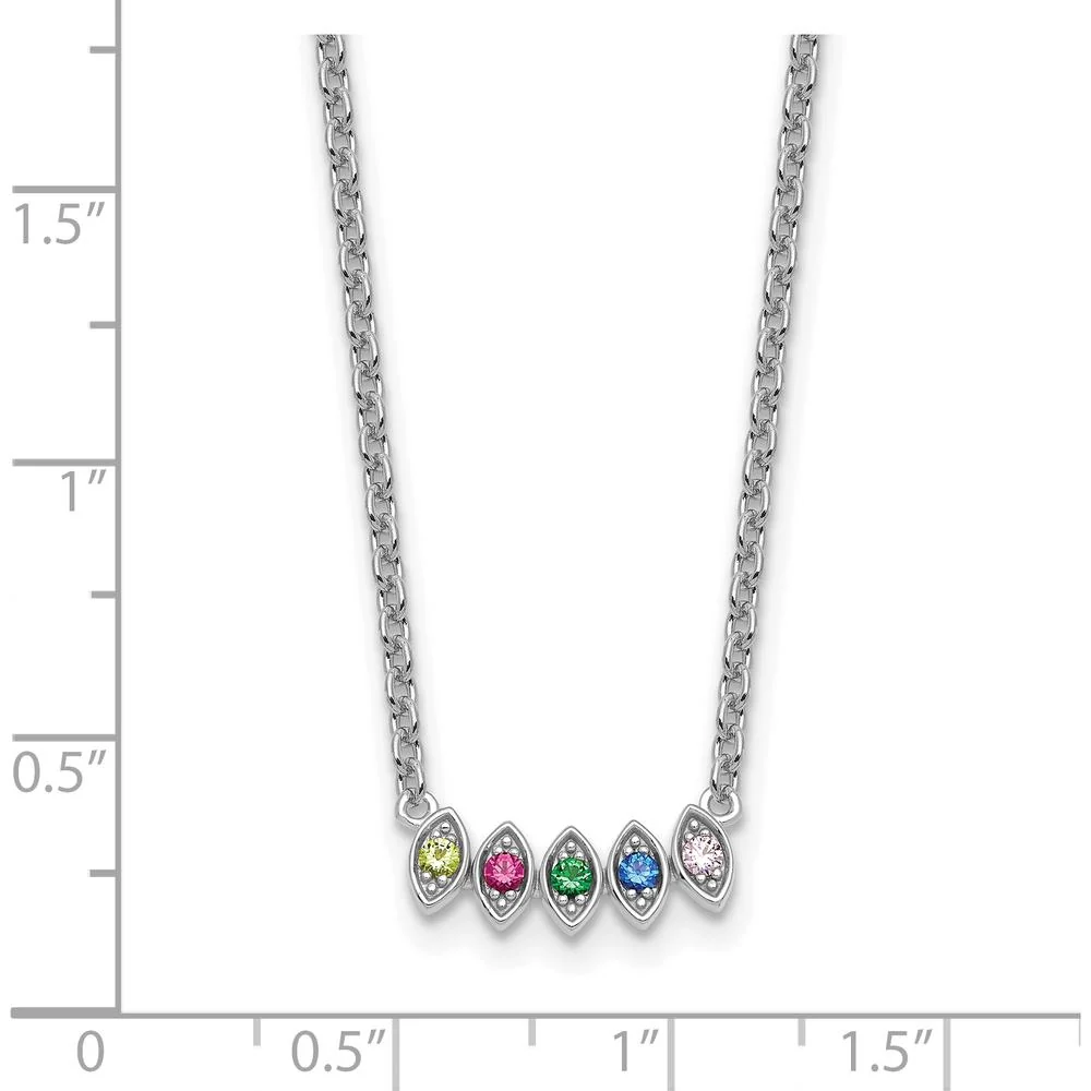 14K White Gold Birthstone Necklace Pendant with 5 Custom Stones by Oro Pregiato - Image 6