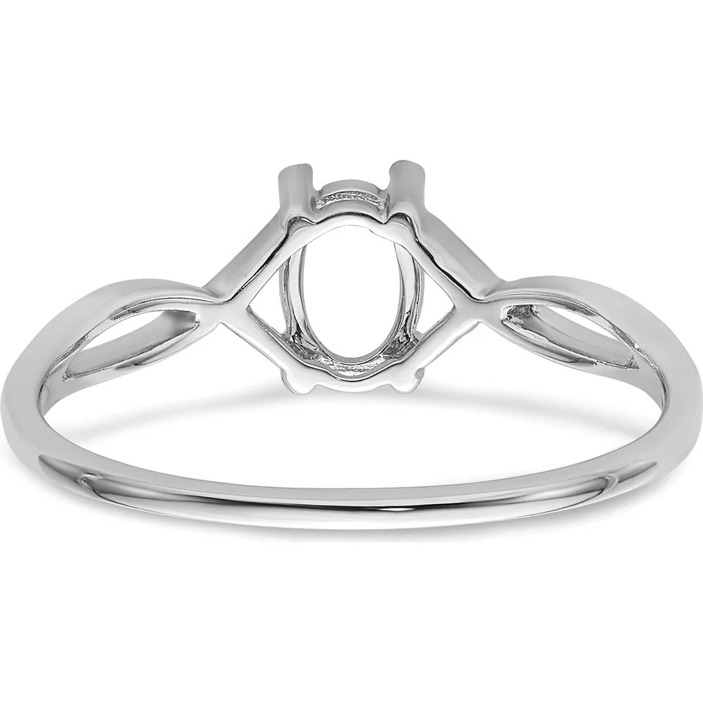 14K White Gold Birthstone Ring Mounting with Prong Setting - Size 7 by Oro Pregiato - Image 3