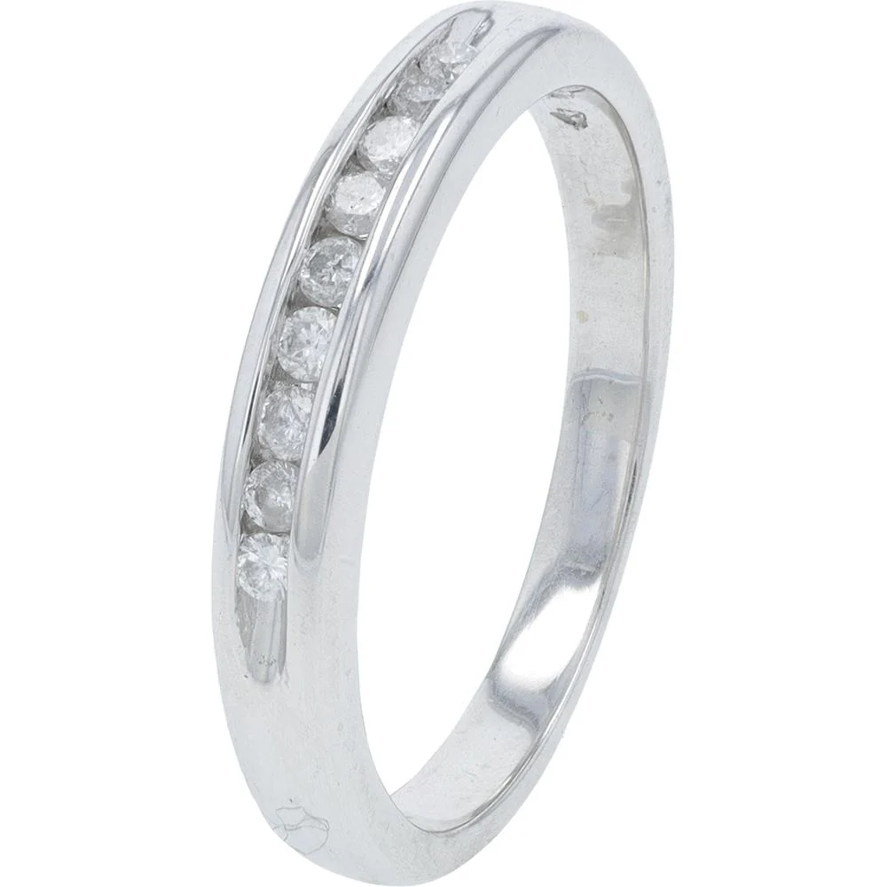 14K White Gold Channel Set Band with Round Brilliant Diamonds - 0.25 Carat Total Diamond Weight