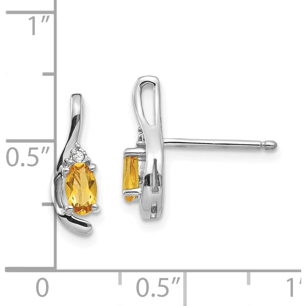 14K White Gold Citrine and Diamond Drop Earrings - 0.20 Carat Citrine, 0.01 Carat Diamond Total Weight by Oro Pregiato - Image 4