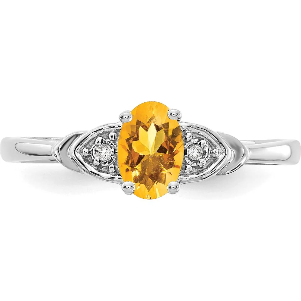 14K White Gold Citrine and Diamond Ring - 0.48 Carat Citrine, 0.01 Carat Total Diamond Weight - Size 7 by Oro Pregiato - Image 5