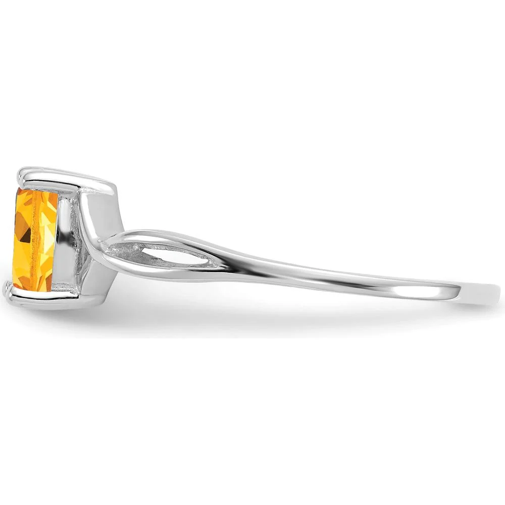 14K White Gold Citrine Birthstone Ring with Oval Faceted Citrine - 0.40 Carat Total Gem Weight - Size 7 by Oro Pregiato - Image 4