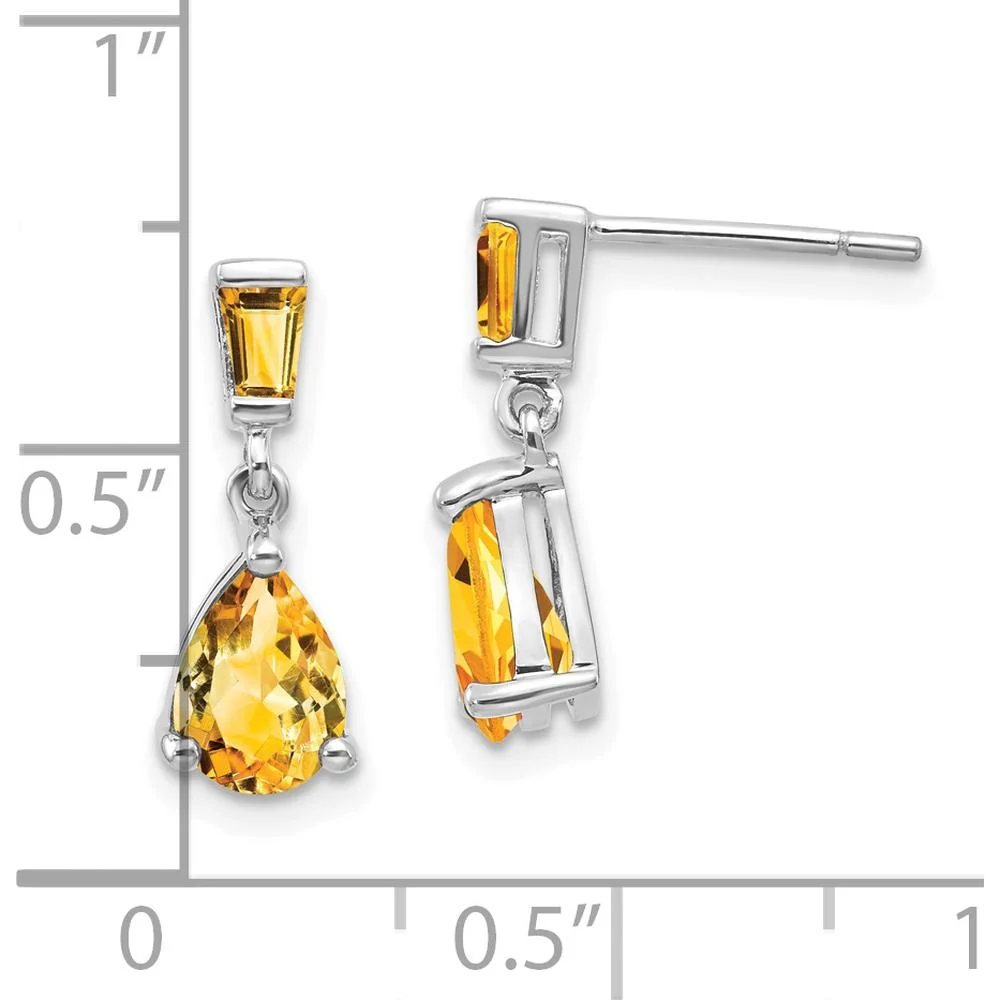14K White Gold Citrine Dangle Post Earrings - 1.24 Carat Total Citrine Weight by Monteluci Fine Jewelry - Image 4