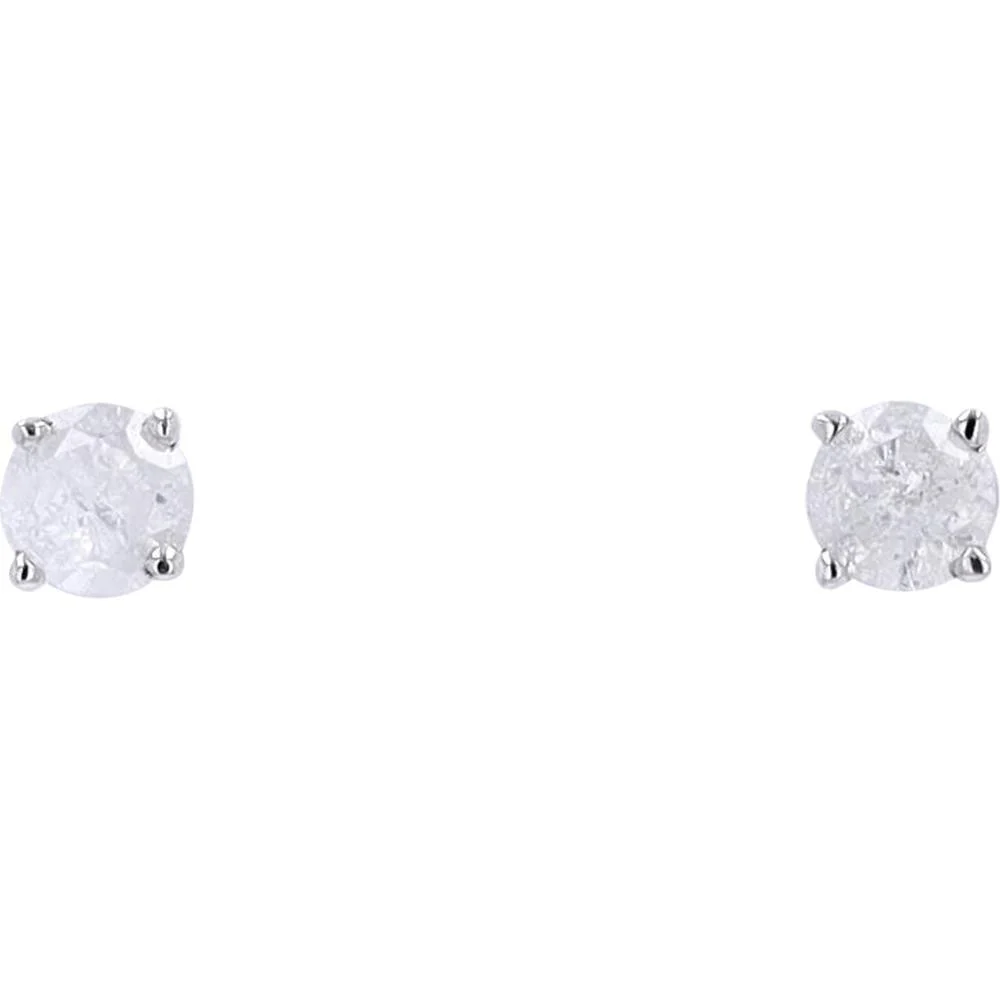 14K White Gold Classic Round Diamond Stud Earrings - 0.40 Carat Total Diamond Weight