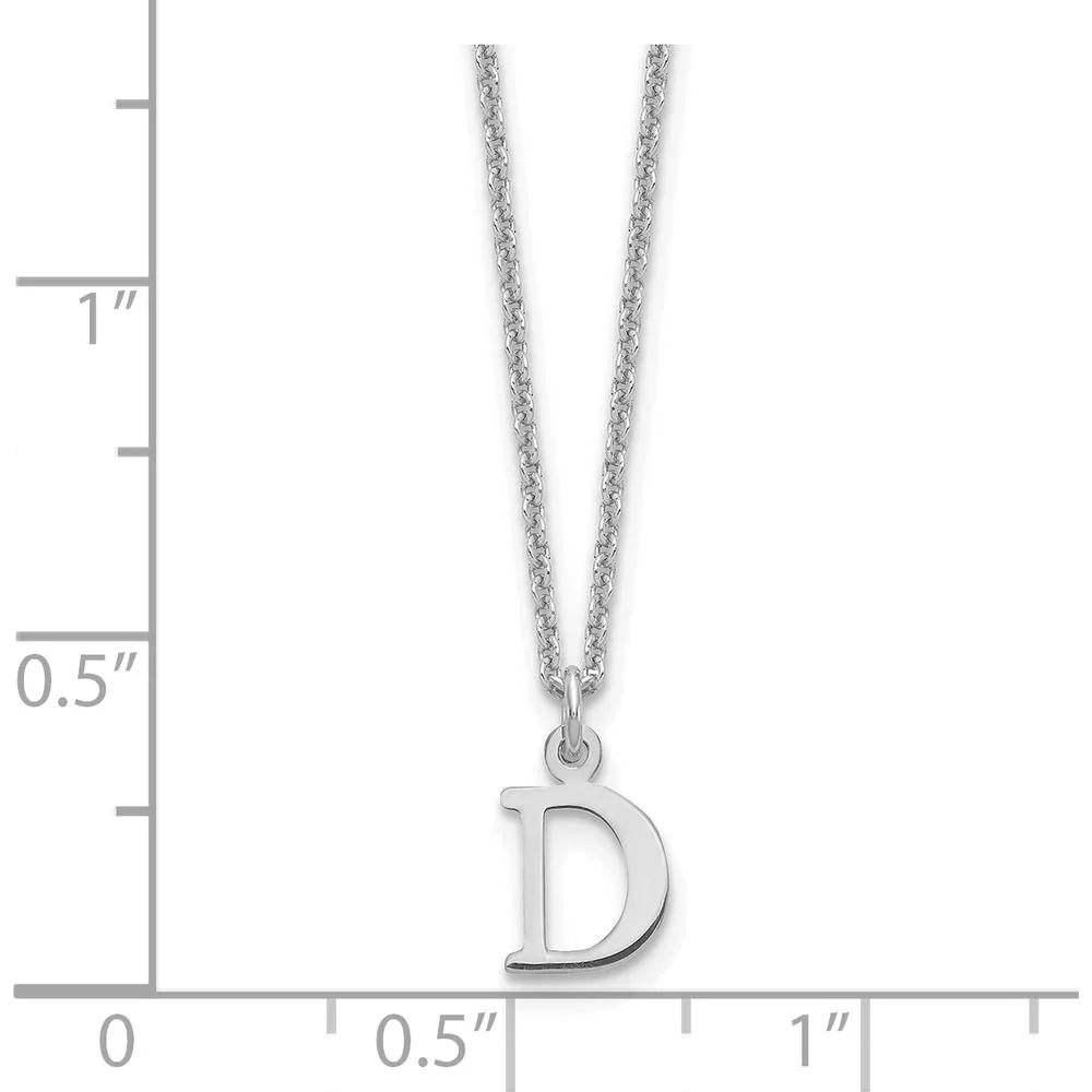 14K White Gold Cutout Letter D Initial Necklace - Polished Finish, 18-Inch Cable Chain with Lobster Clasp by Oro Pregiato - Image 2