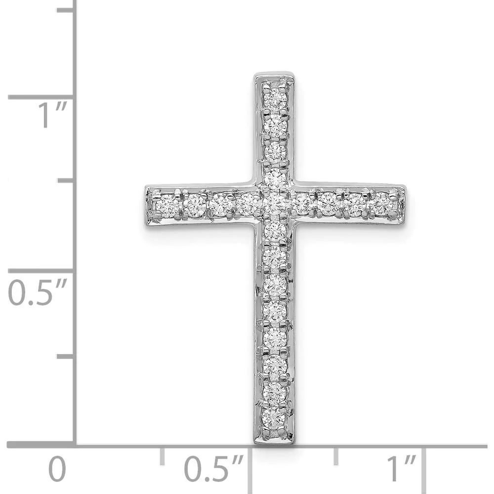 14K White Gold Diamond Cross Chain Slide Pendant - 3/8 Carat Total Diamond Weight by Monteluci Fine Jewelry - Image 4