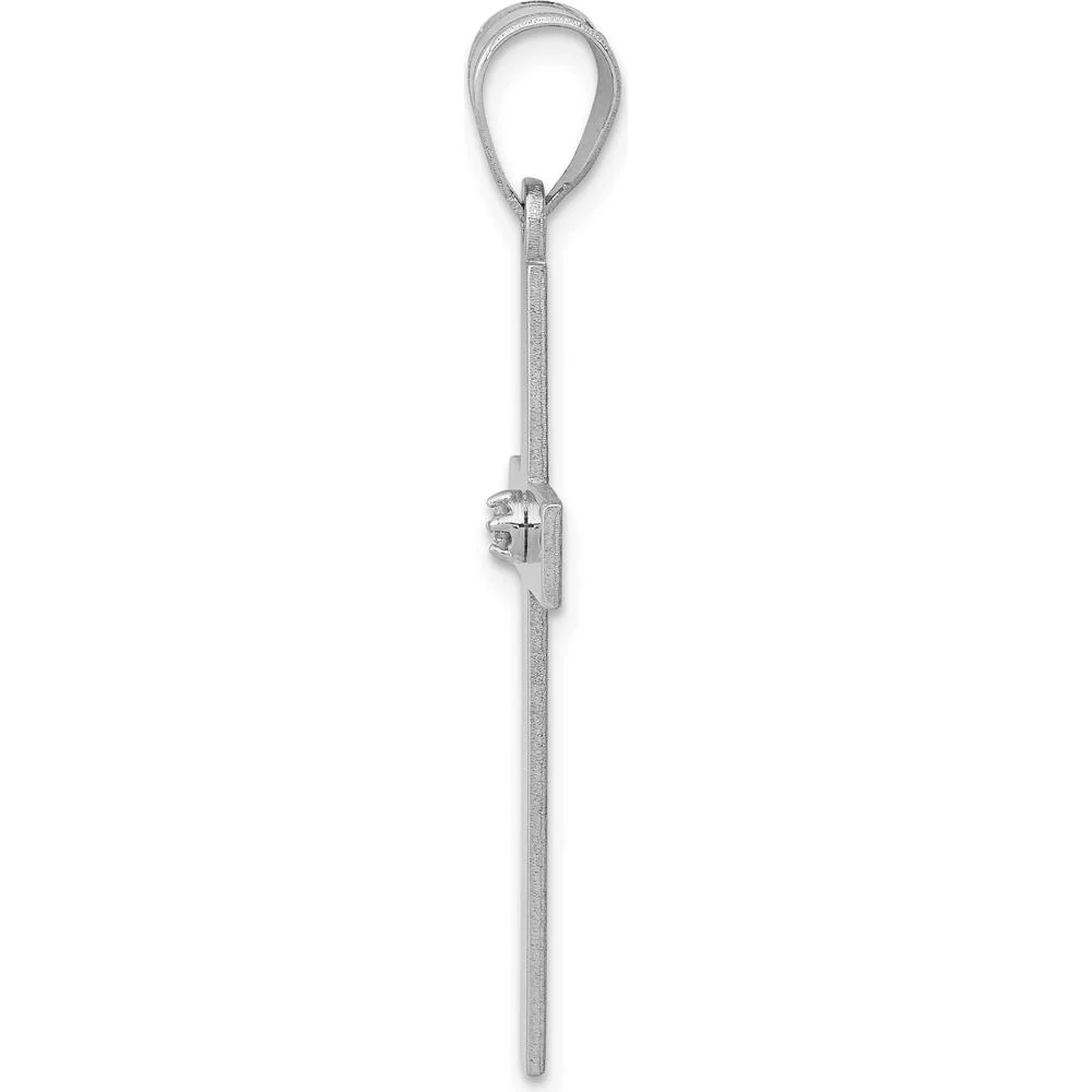 14K White Gold Diamond Cross Pendant with Round Diamond - 0.02 Carat Total Diamond Weight by Oro Pregiato - Image 2