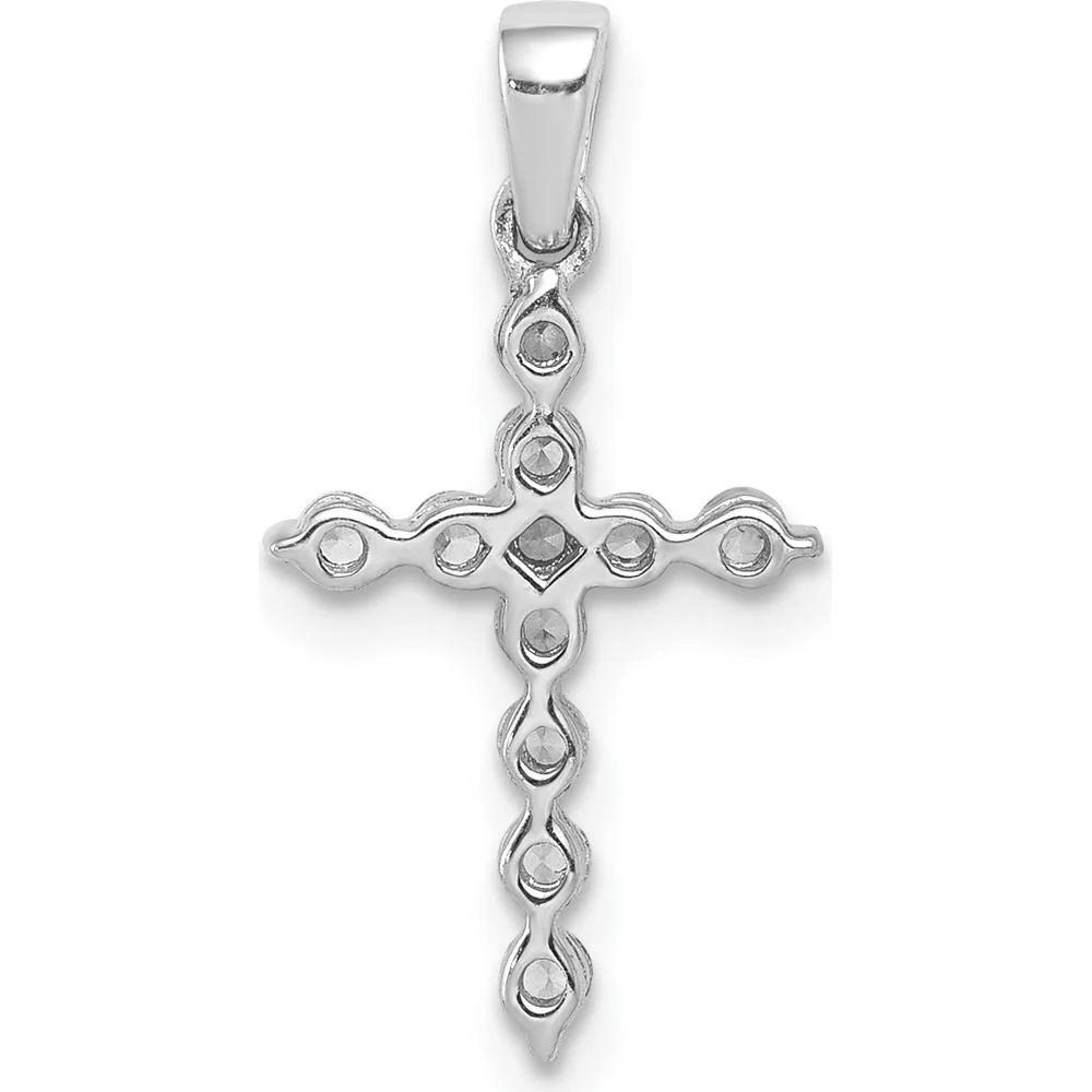 14K White Gold Diamond Cross Pendant with Round Natural Diamonds - 0.25 Carat Total Diamond Weight by Monteluci Fine Jewelry - Image 3
