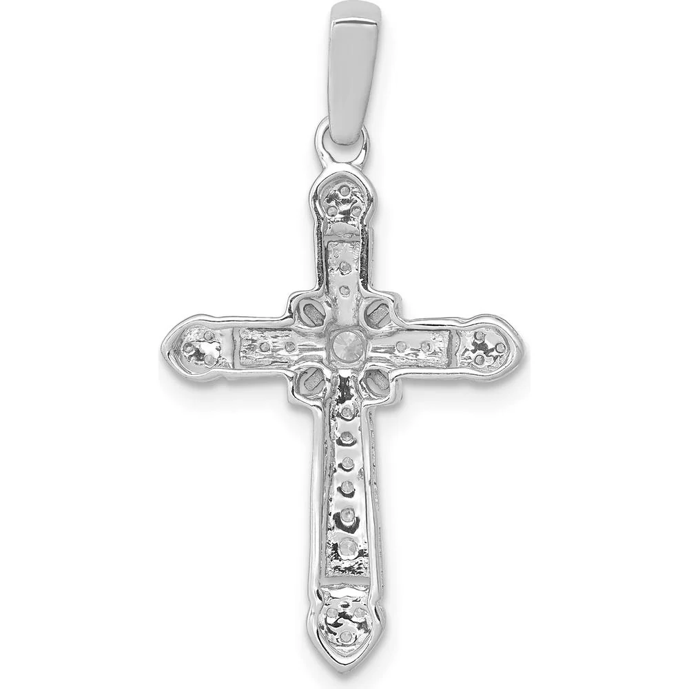 14K White Gold Diamond Filigree Cross Pendant with Round Brilliant Diamonds - 0.05 Carat Total Diamond Weight by Monteluci Fine Jewelry - Image 3