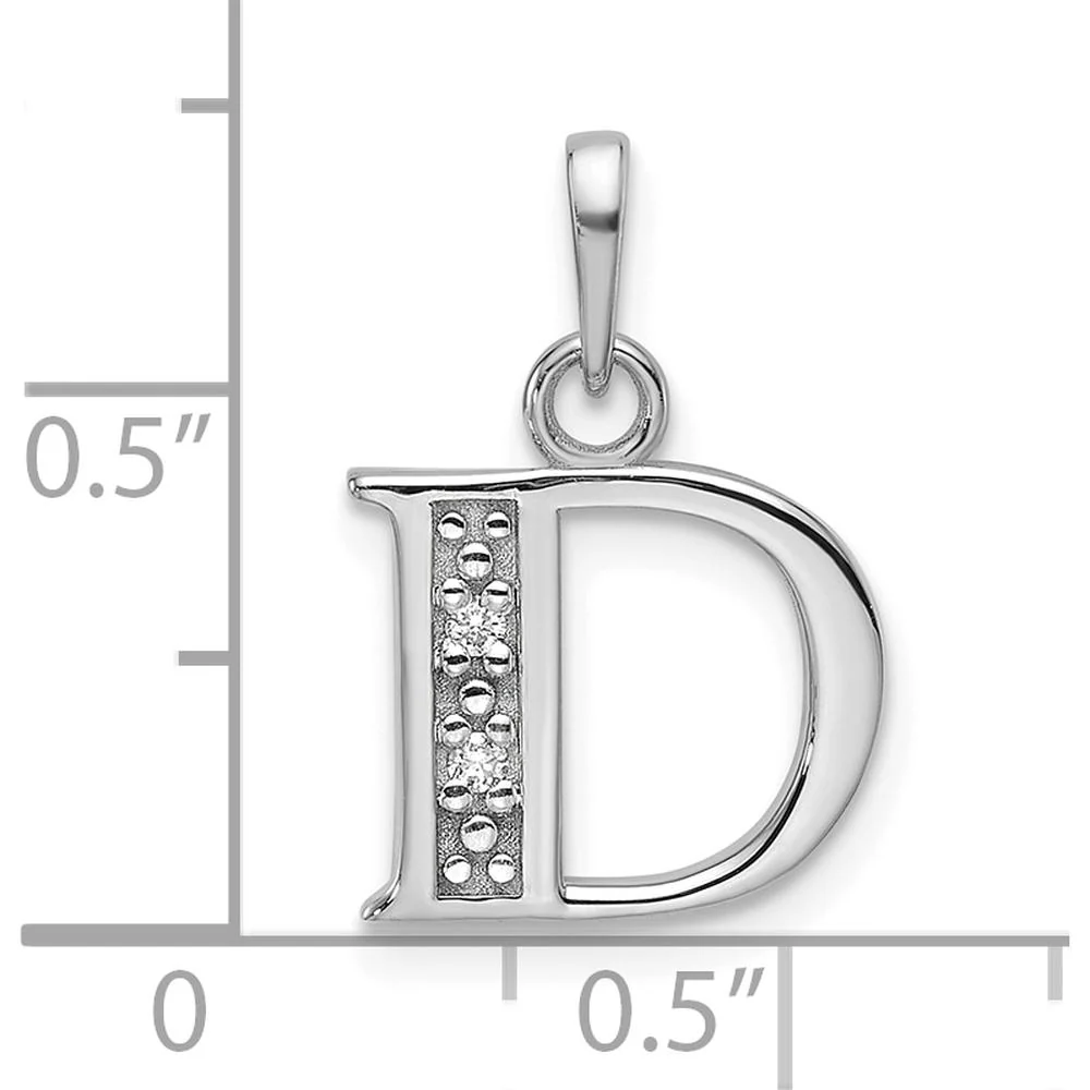 14K White Gold Diamond Letter D Initial Pendant with Faceted Round Diamonds - 0.01 Carat Total Diamond Weight by Oro Pregiato - Image 4