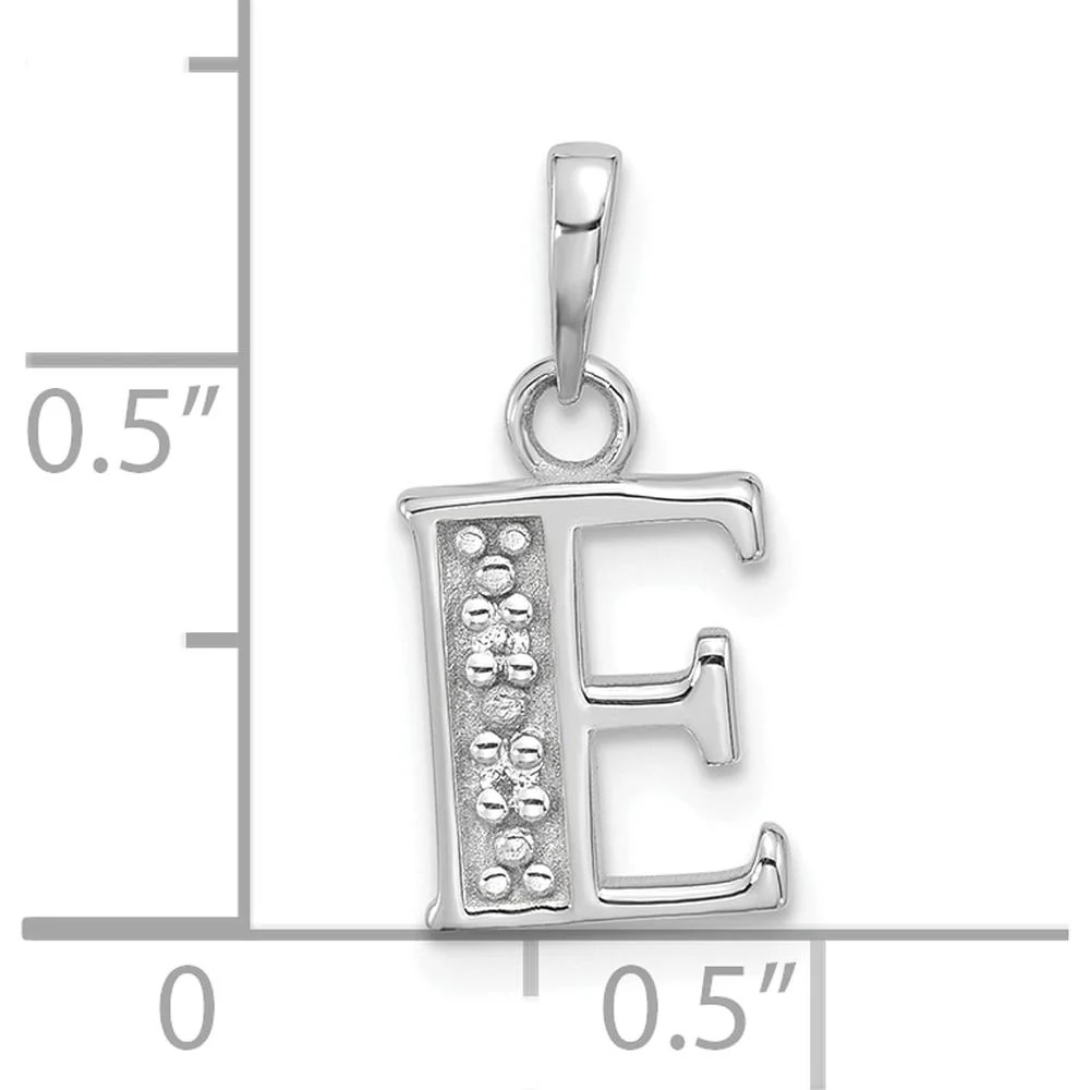 14K White Gold Diamond Letter E Initial Pendant with Round Diamonds - 0.02 Carat Total Diamond Weight by Oro Pregiato - Image 4