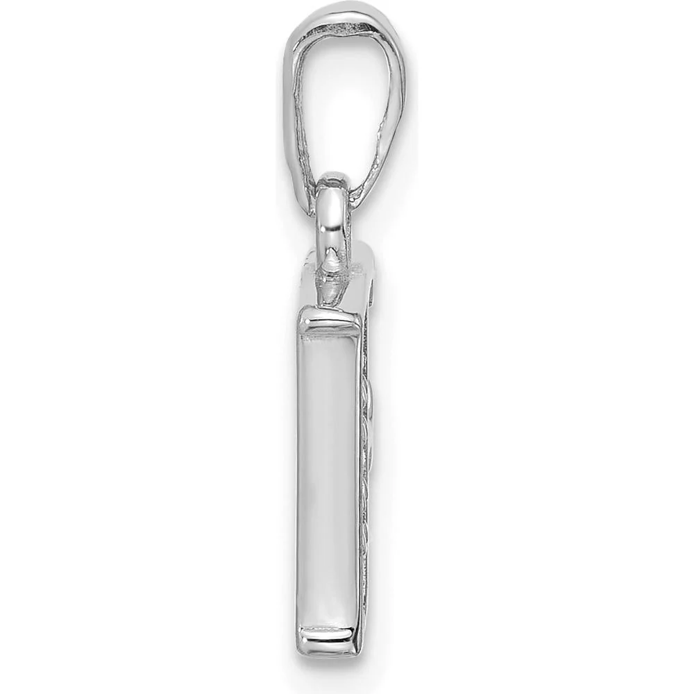 14K White Gold Diamond Letter F Pendant with Round Cut Diamonds - 0.01 Carat Total Diamond Weight by Oro Pregiato - Image 2