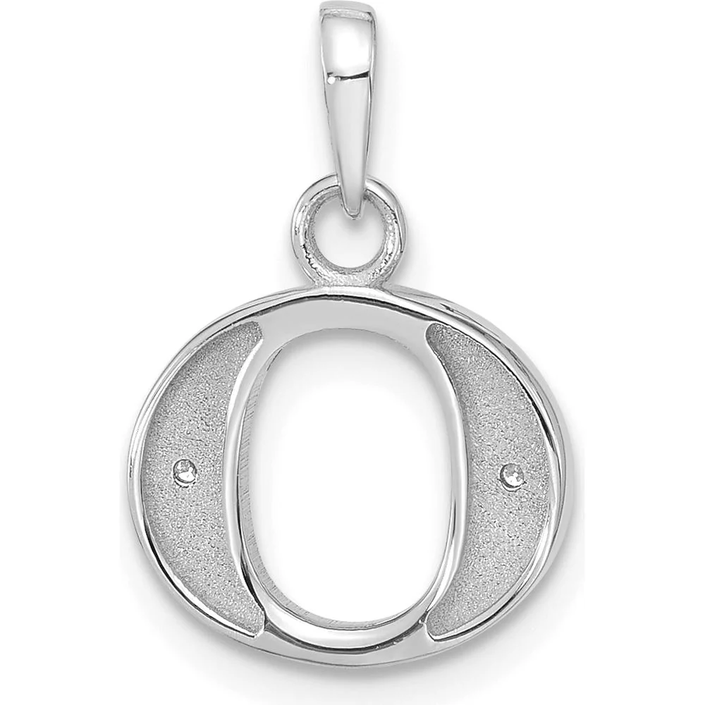 14K White Gold Diamond Letter O Initial Pendant with Round Diamonds - 0.02 Carat Total Diamond Weight by Oro Pregiato - Image 3
