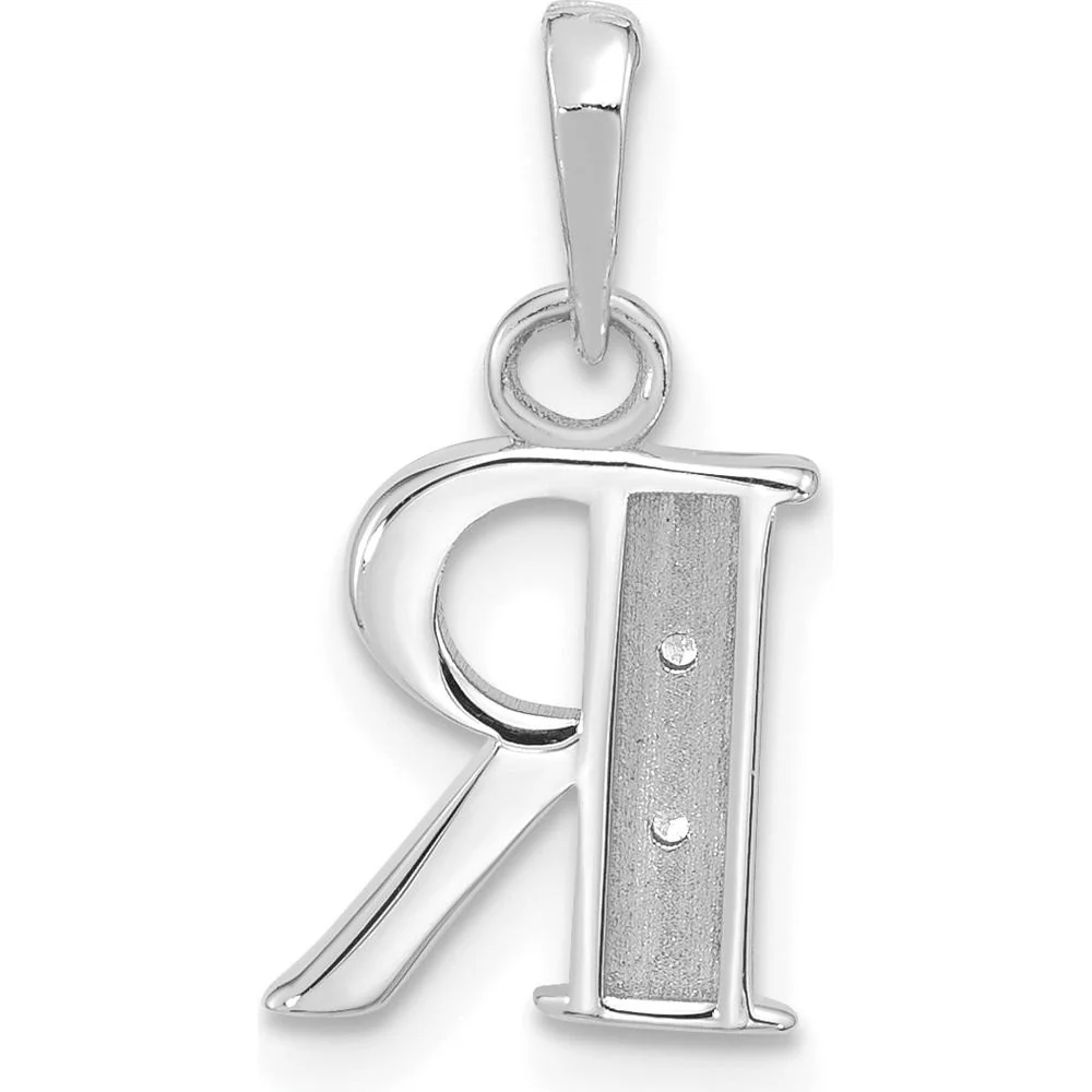 14K White Gold Diamond Letter R Initial Pendant with Round Cut Diamonds - 0.01 Carat Total Diamond Weight by Oro Pregiato - Image 3