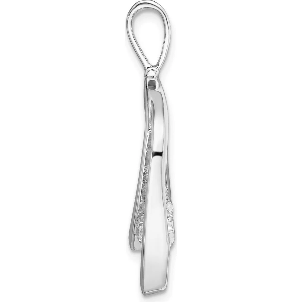 14K White Gold Diamond Pendant with 1/4 Carat Round Faceted Diamond - Rhodium Plated by Monteluci Fine Jewelry - Image 2