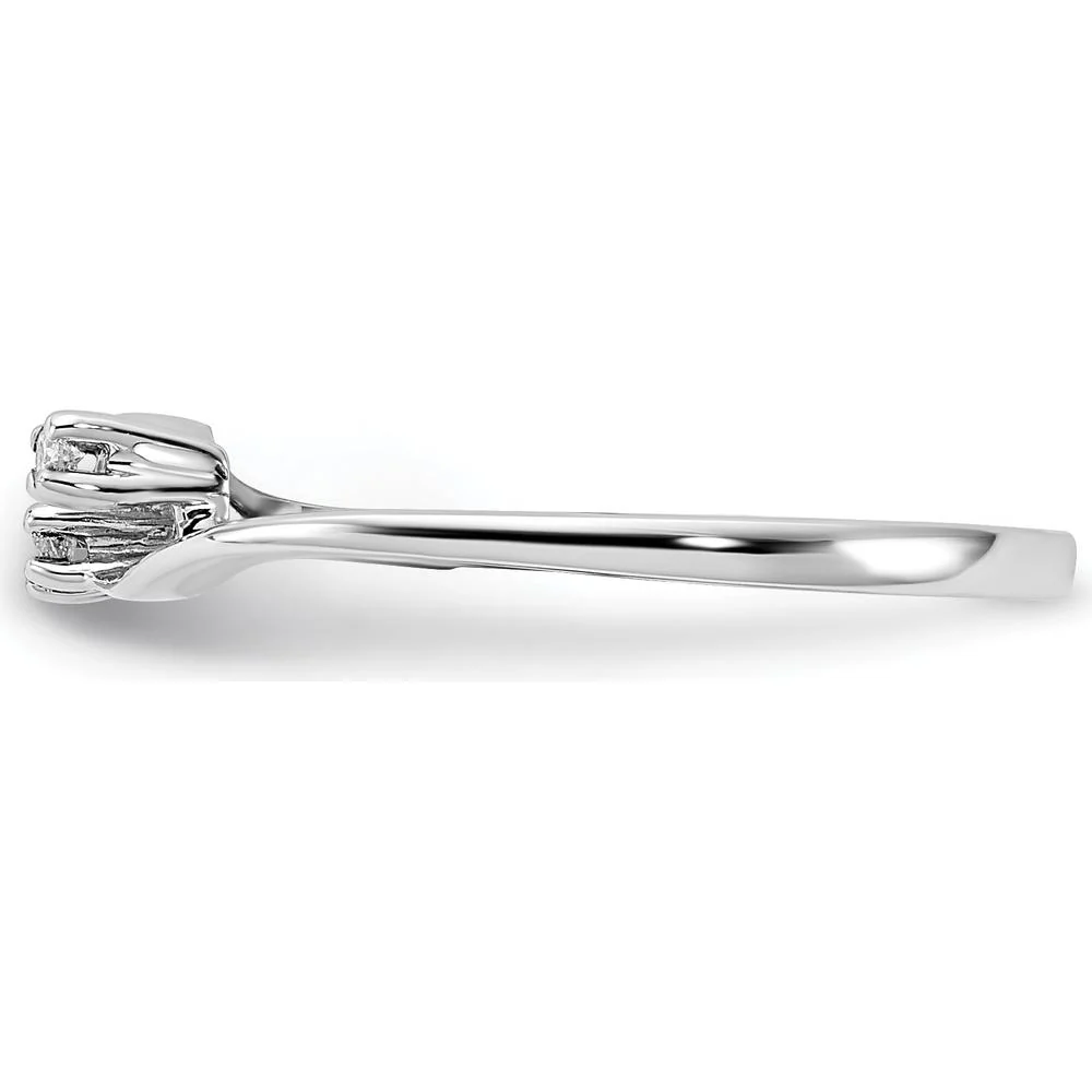 14K White Gold Diamond Ring with Round Diamonds - 0.012 Carat Total Diamond Weight - Size 6 by Monteluci Fine Jewelry - Image 3