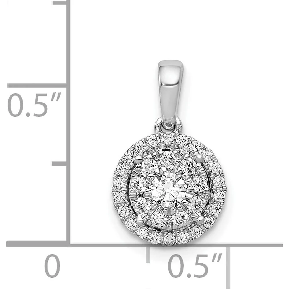 14K White Gold Diamond Round Halo Cluster Pendant - 0.125 Carat Center, 0.029 Carat Total Diamond Weight by Monteluci Fine Jewelry - Image 4