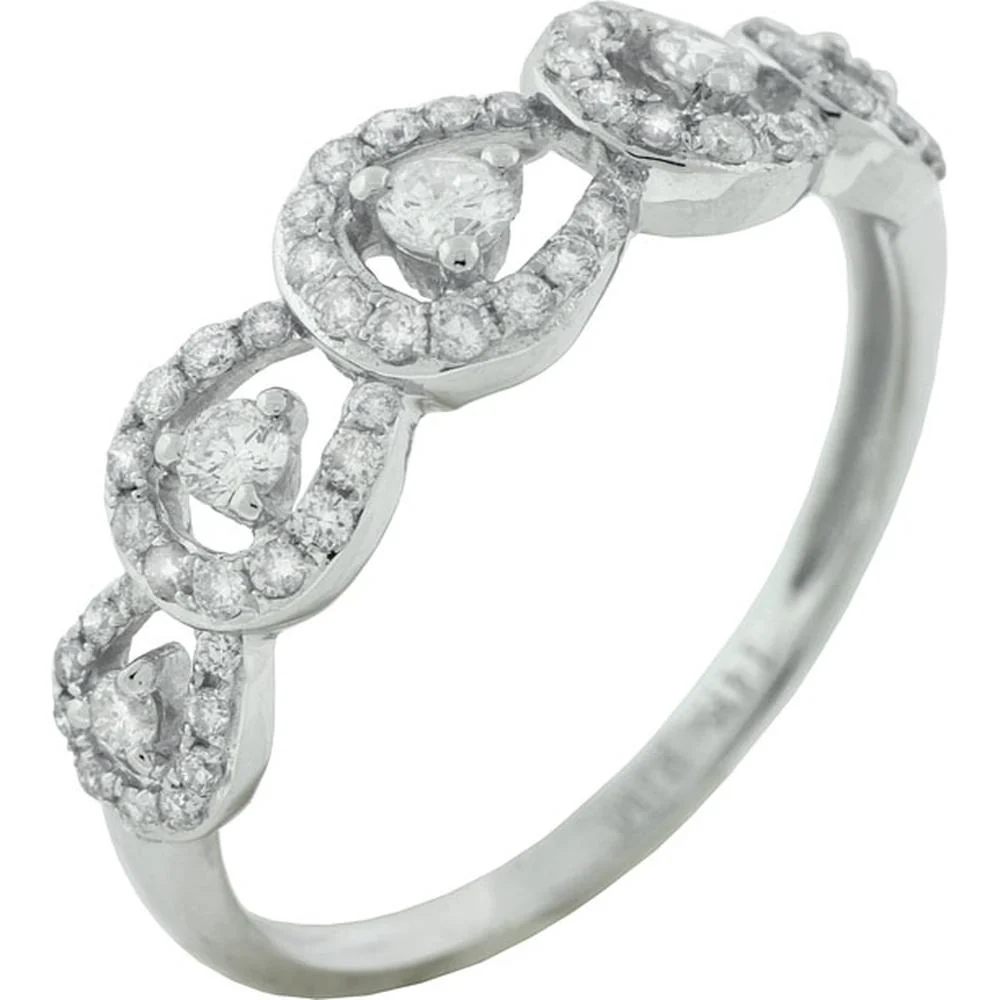 14K White Gold Diamond Wedding Ring with Bezel-Set Diamonds - 0.48 Carats Total Diamond Weight - Royal Jewelry