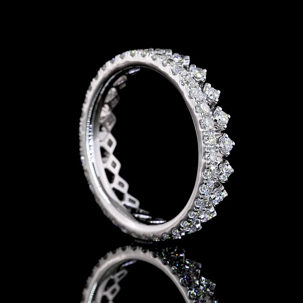 14K White Gold Dual Row Eternity Band with Round Brilliant Cut Lab Diamonds - 0.94 Carat Total Diamond Weight - Covaloro Fine Jewelry - Image 3