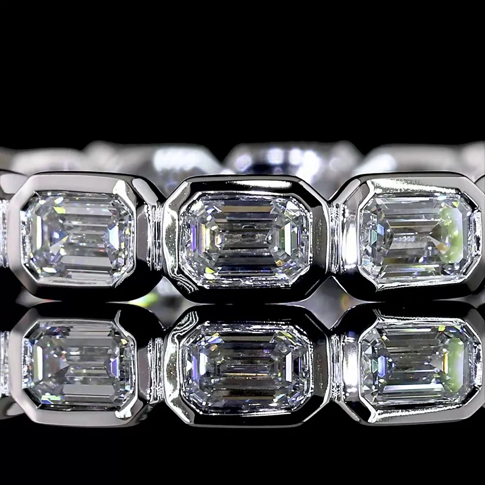 14K White Gold East-West Bezel Set Emerald Cut Lab Diamond Eternity Band - 1.43 Carats Total Diamond Weight - Covaloro Fine Jewelry - Image 2