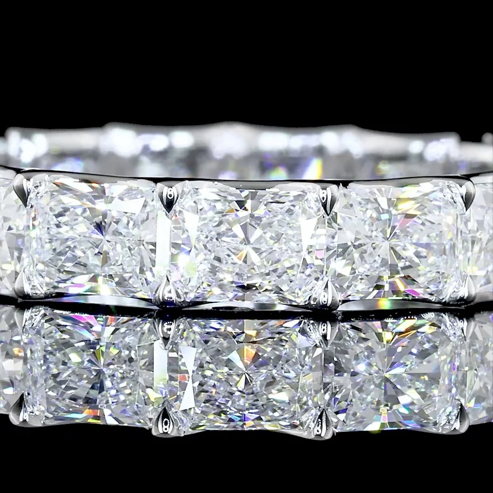 14K White Gold East-West Eternity Band with U-Prong Set Radiant Cut Lab Diamonds - 3.01 Total Carat Weight - Covaloro Fine Jewelry - Image 2