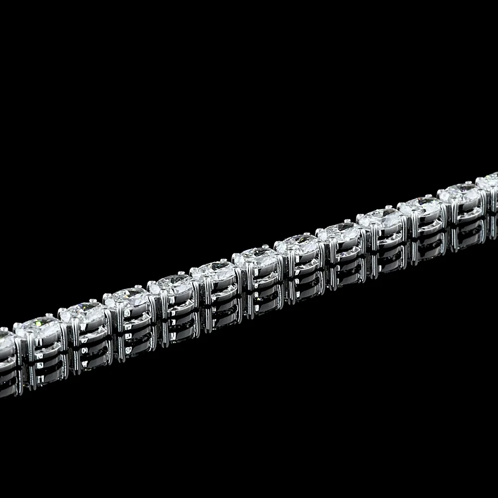 14K White Gold East-West Oval Cut Lab Diamond Tennis Bracelet - 5.18 Carat Total Weight, 43 Stones, E-F VS Quality - Covaloro Fine Jewelry - Image 3