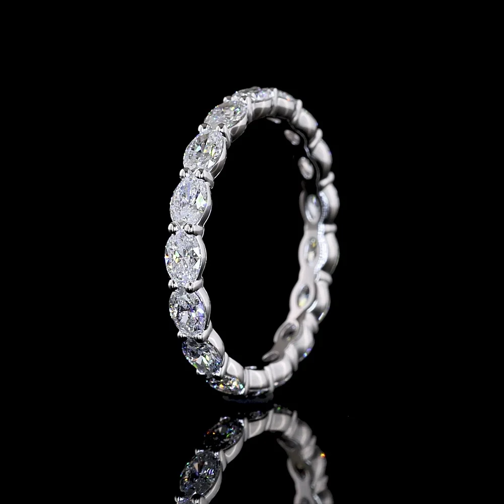 14K White Gold East-West Oval Lab Diamond Eternity Band - 1.51 Carats Total Diamond Weight, 17 Stones E-F VS1 - Covaloro Fine Jewelry - Image 4